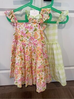 Sigrid Olsen Kids Pink & Yellow Floral Sundress with Green Bow